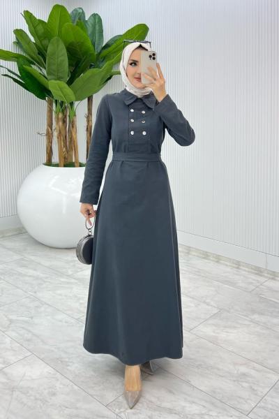 Füme Premıum Roma Elbise Tesettür Giyim Füme