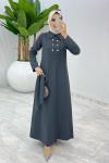 Füme Premıum Roma Elbise Tesettür Giyim Füme