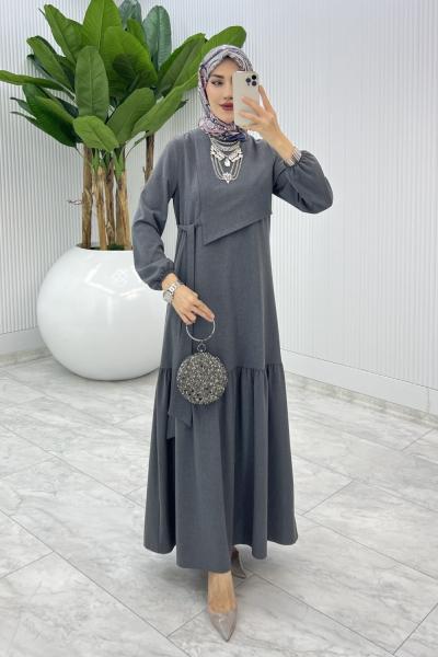 Füme Premıum Seçil Elbise Tesettür Giyim  Füme