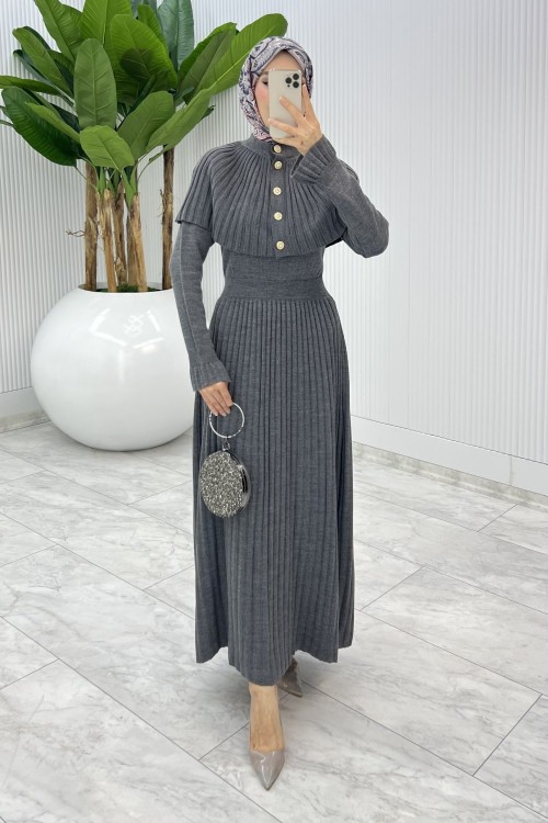 Füme  Sümeyye İkili Triko Takım Tesettür Giyim  Füme