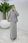Gri Başak Triko Takım Tesettür Giyim  Gri