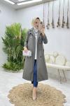 Gri Dubai Trench Tesettür Giyim Gri