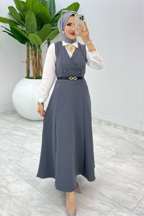 Gri Firdevs Jile Tesettür Giyim Gri