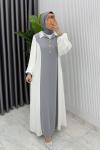 Gri Premıum  Aden ELbise Tesettür Giyim  Gri