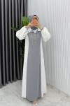 Gri Premıum  Aden ELbise Tesettür Giyim  Gri