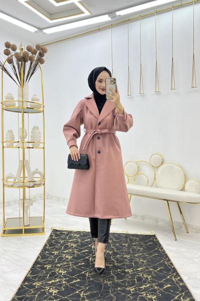 Gül Astarlı Kaşe Tesettür Giyim  Gül