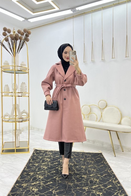 Gül Astarlı Kaşe Tesettür Giyim  Gül