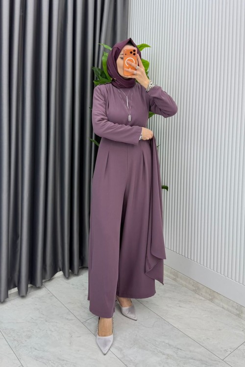 Gül Kemerli Nalan Tulum Elbise Tesettür Giyim  Gül