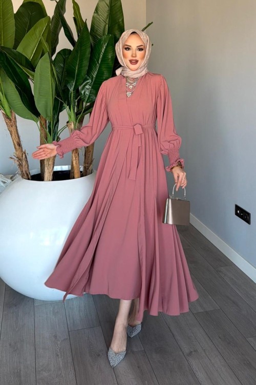 Gül Meşk Abaya Takım Tesettür Giyim  Gül