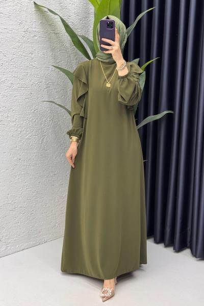 Haki Canan Elbise Tesettür Giyim  Haki