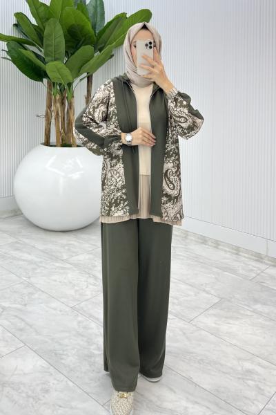 Haki Çiğdem Oysho Takım Tesettür Giyim  Haki