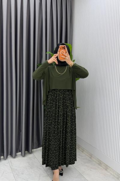 Haki Günay Elbise Tesettür Giyim  Haki