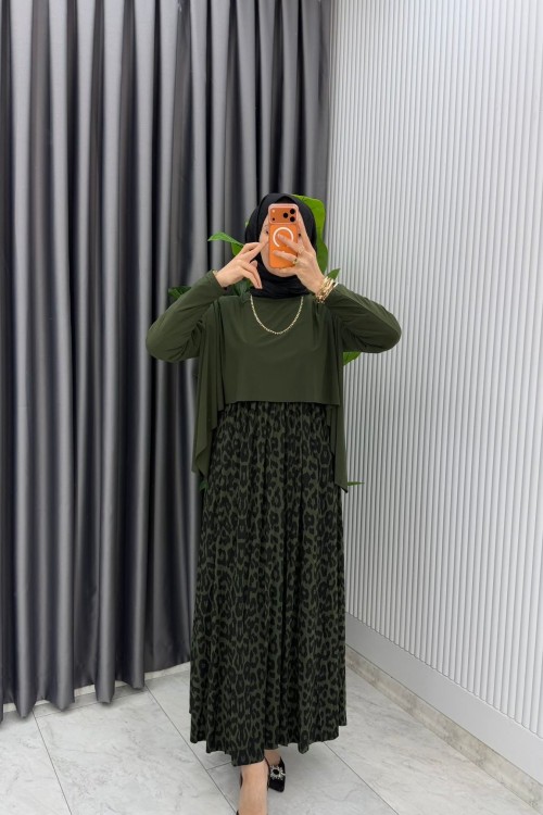 Haki Günay Elbise Tesettür Giyim  Haki