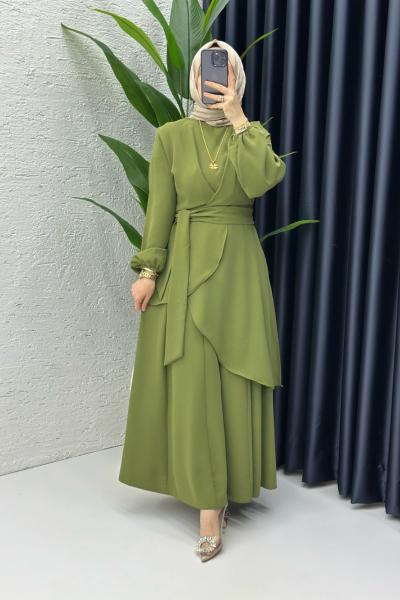 Haki Hanzade Takım Tesettür Giyim  Haki