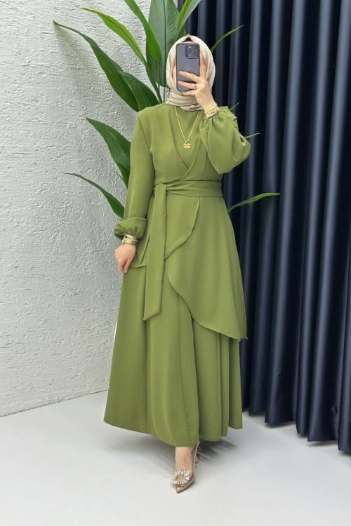 Haki Hanzade Takım Tesettür Giyim  Haki