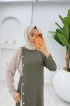 Haki Nilda Elbise Tesettür Giyim  Haki