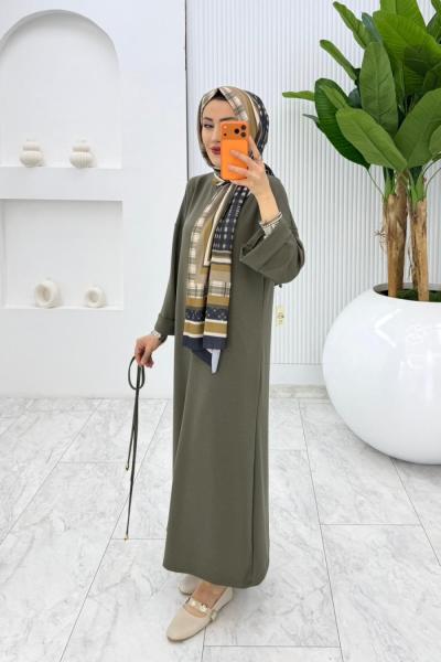 Haki Oysho Elbise Tesettür Giyim Haki