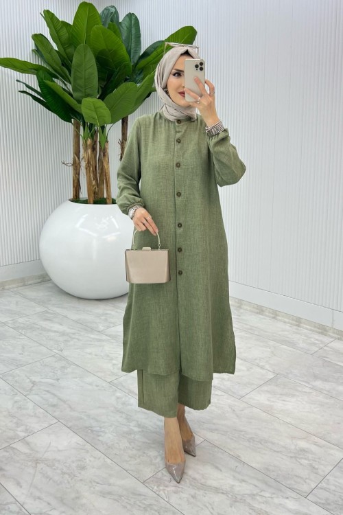 Haki Peyker Takım Tesettür Giyim Haki