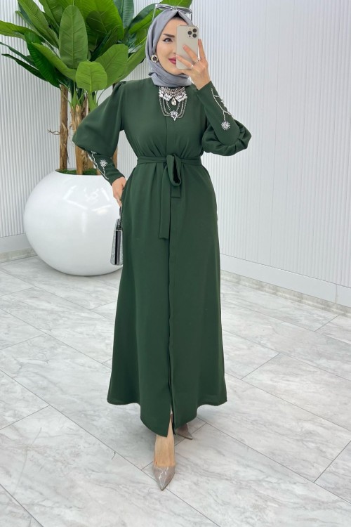 Haki Premıum Alessi Ferace Tesettür Giyim Haki