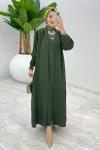 Haki Premium Melek Abaya Takım Tesettür Giyim Haki