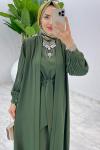 Haki Premium Melek Abaya Takım Tesettür Giyim Haki