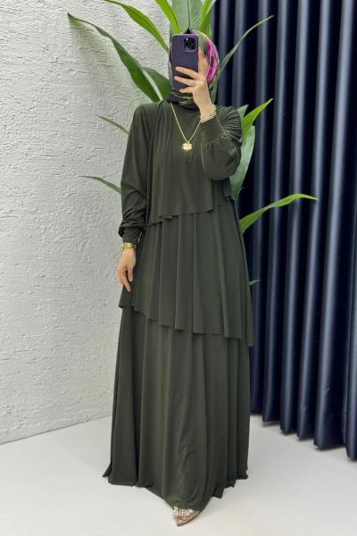 Haki Premium Sultan Elbise Tesettür Giyim Haki