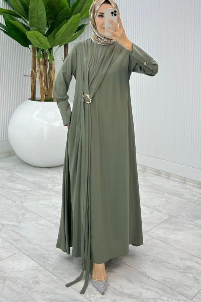 Haki Premium Destan Elbise Tesettür Giyim Haki
