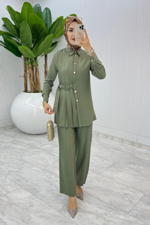 Haki Premium Vildan Takım Tesettür Giyim Haki