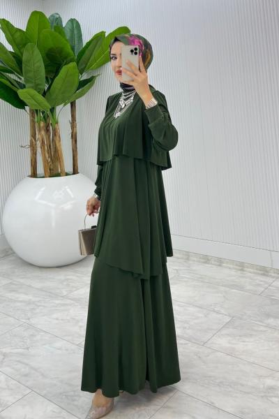 Haki Premium Diva Elbise Tesettür Giyim Haki