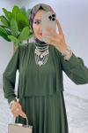 Haki Premium Diva Elbise Tesettür Giyim Haki