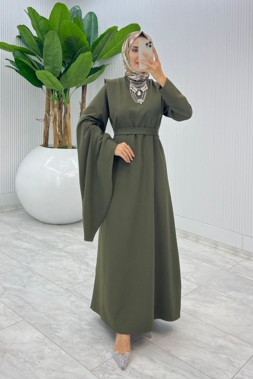 Haki Premium Yağmur Elbise Tesettür Giyim Haki