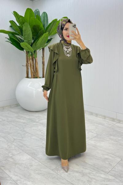 Haki Zennure Elbise Tesettür Giyim  Haki