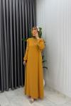 Hardal Eylül Elbise Premıum Tesettür Giyim  Hardal Sarısı