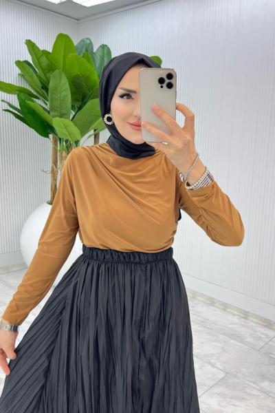 Hardal Tek Sadece Bluz Tesettür Giyim Hardal Sarısı