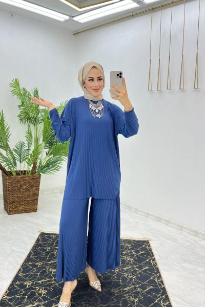 İndigo Ela Takım Tesettür Giyim İndigo