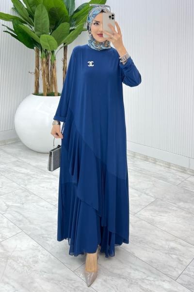 İndigo Broşlu Gülşah Elbise Tesettür Giyim İndigo