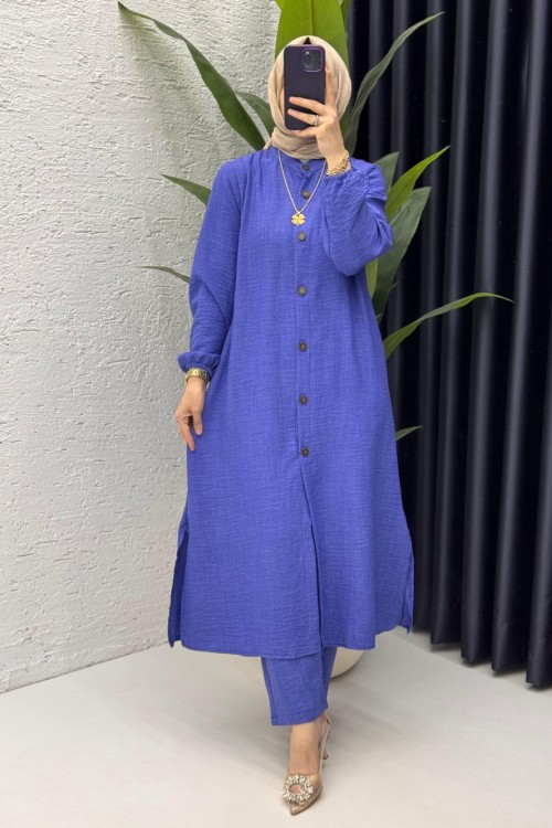 İndigo Mehtap Takım Tesettür Giyim Mavi