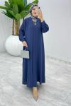 İndigo Premıum Melek Abaya Takım Tesettür Giyim İndigo
