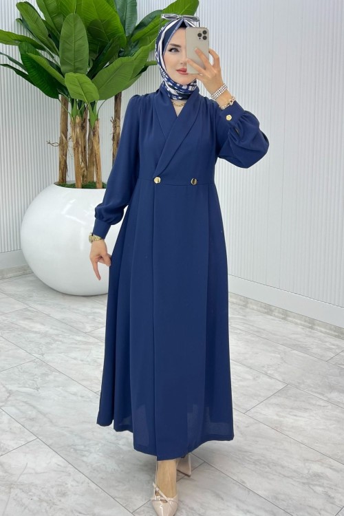 İndigo Premium Lal Ferace Elbise Tesettür Giyim İndigo