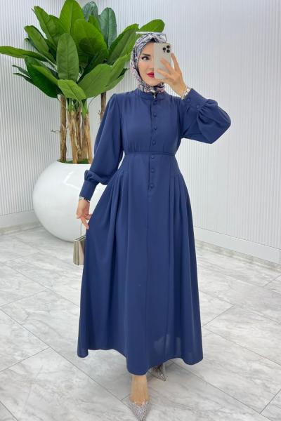 İndigo Premıum İstanbul Elbise Tesettür Giyim Mavi