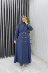 İndigo Premium Naz Jile Ferace Takım Tesettür Giyim  Mavi