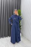 İndigo Premium Ahsen Pantolonlu Takım Tesettür Giyim  Mavi