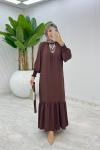 Kahve Açelya Elbise Tesettür Giyim Kahverengi