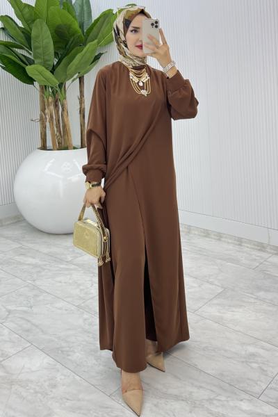 Kahve Ahum Tasarım Takım Tesettür Giyim  Kahverengi