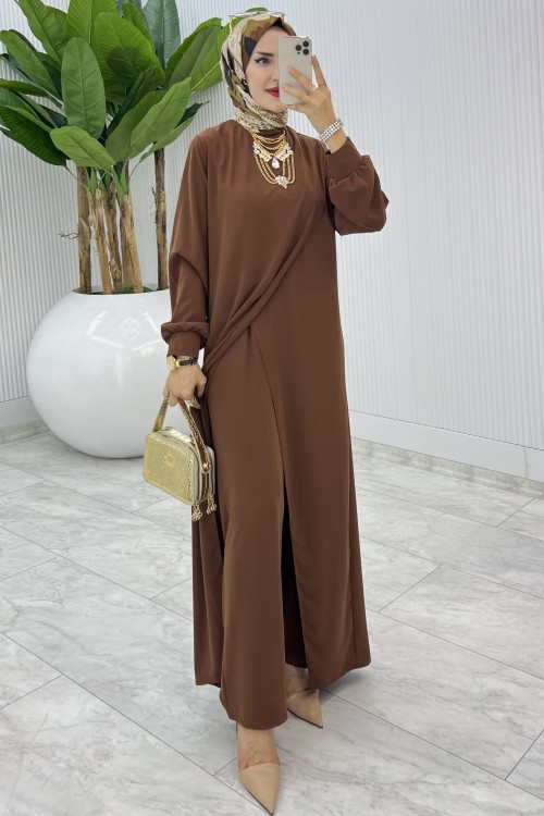 Kahve Ahum Tasarım Takım Tesettür Giyim  Kahverengi