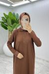 Kahve  Arzu Triko Elbise Tesettür Giyim  Kahverengi