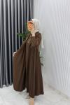 Kahve Broşlu Premıum Sibel Tasarım Takım Tesettür Giyim  Kahverengi