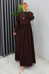Kahve Burgu Sinem Elbise Tesettür Giyim  Kahverengi