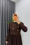 Kahve Burgu Sinem Elbise Tesettür Giyim  Kahverengi