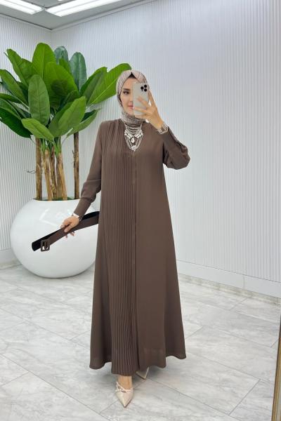 Kahve Busem Elbise Tesettür Giyim Kahverengi
